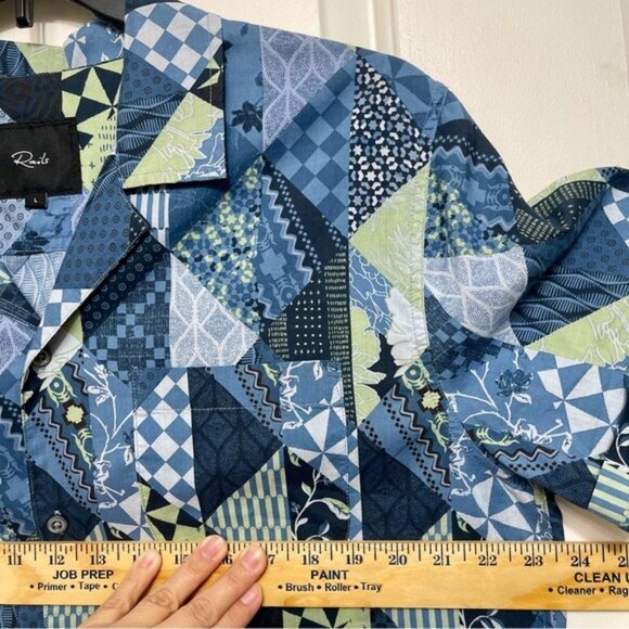 New RAILS  Moreno Shirt Triangle Patchwork Shadow Size L - Picture 10 of 15